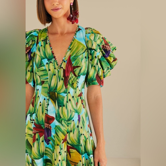 Farm Rio Blue Banana Pingo Midi Dress (SOLD OUT) - Picture 11 of 12